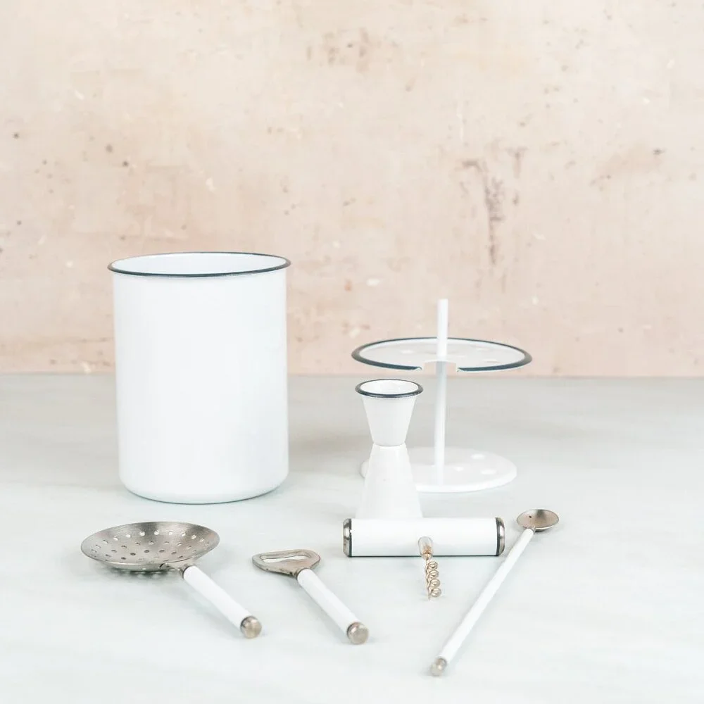 Williams Sonoma 7pc Bar Tool Set Powder Coated Enamel White